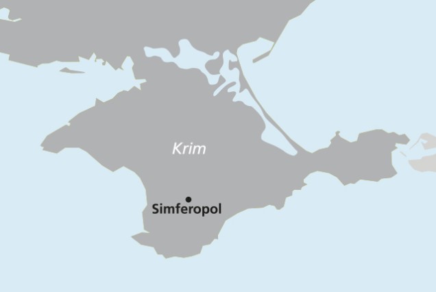 Map of Ukraine marking Simferopol